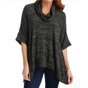 Splendid gray heather poncho top roll neck sweater cape Size XS Oversized Loose